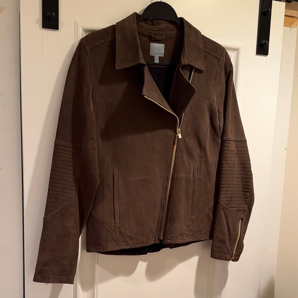 Athleta Dark Brown suede Leather Jacket